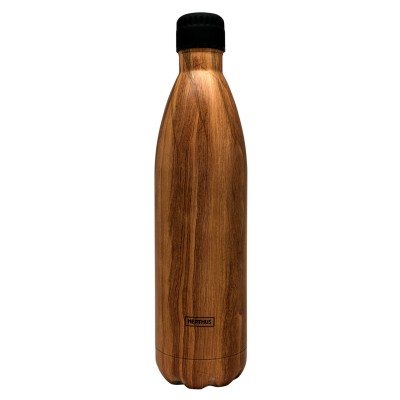 Botella doble pared madera 1L