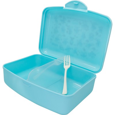 Fiambrera Infantil y contenedor con tenedor incluido, Caja de Almuerzo, Ligera y Fácil de Limpiar Pitufos