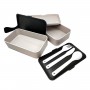 Double hermetic tarte with gray black cutlery set