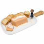Porcelain tray for snacks with white bamboo handle