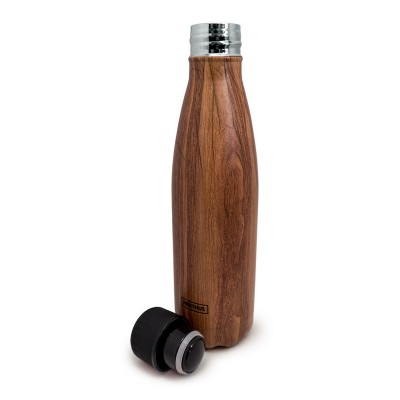Double stainless steel wall bottle - 500 ml, wood