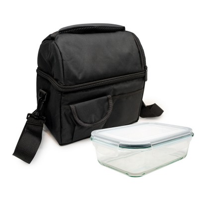 Food holder thermal bag with double floor color black